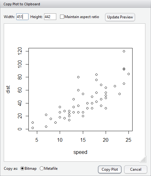 Copier un graphique dans le presse-papier avec RStudio