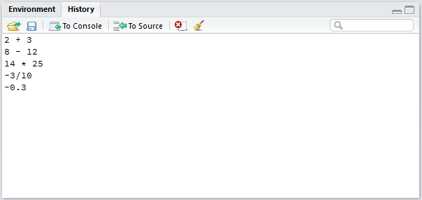 Onglet History sous RStudio